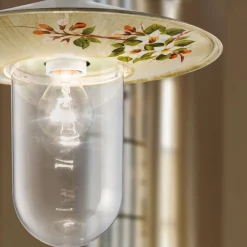 Ferroluce Design Beleuchtung-Outdoor-Hängelampe aus handgemaltem Blumendekor aus Aluminium - Genua