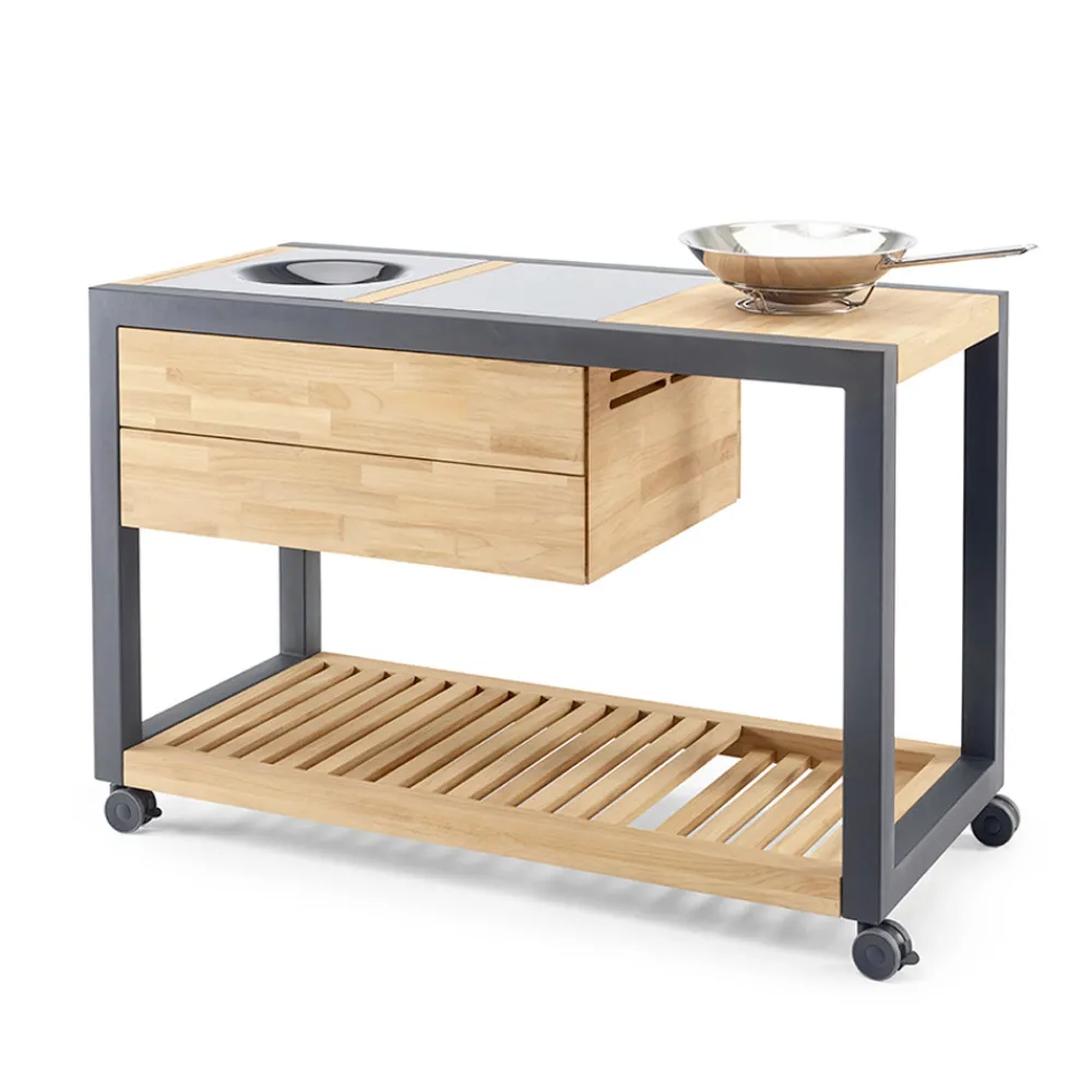 Viadurini in the Garden Outdoor Küchen-Outdoor-Küche 140x65x93 cm aus massivem Teakholz und Aluminium - Convivial