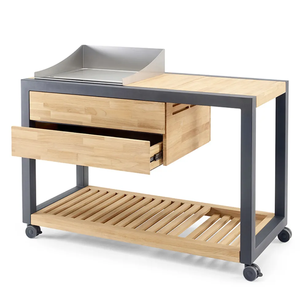 Viadurini in the Garden Outdoor Küchen-Outdoor-Küche 140x65x93 cm aus massivem Teakholz und Aluminium - Convivial