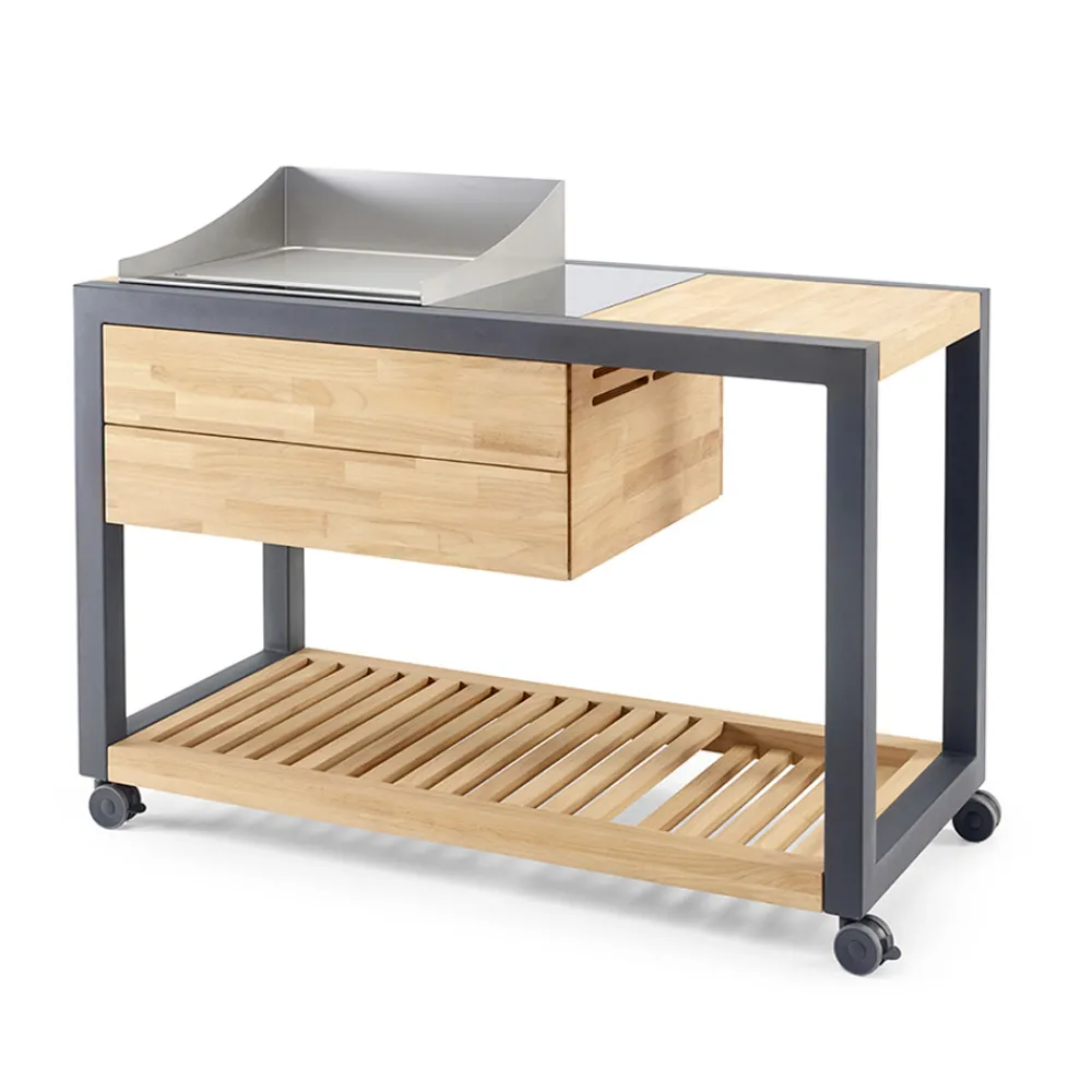 Viadurini in the Garden Outdoor Küchen-Outdoor-Küche 140x65x93 cm aus massivem Teakholz und Aluminium - Convivial