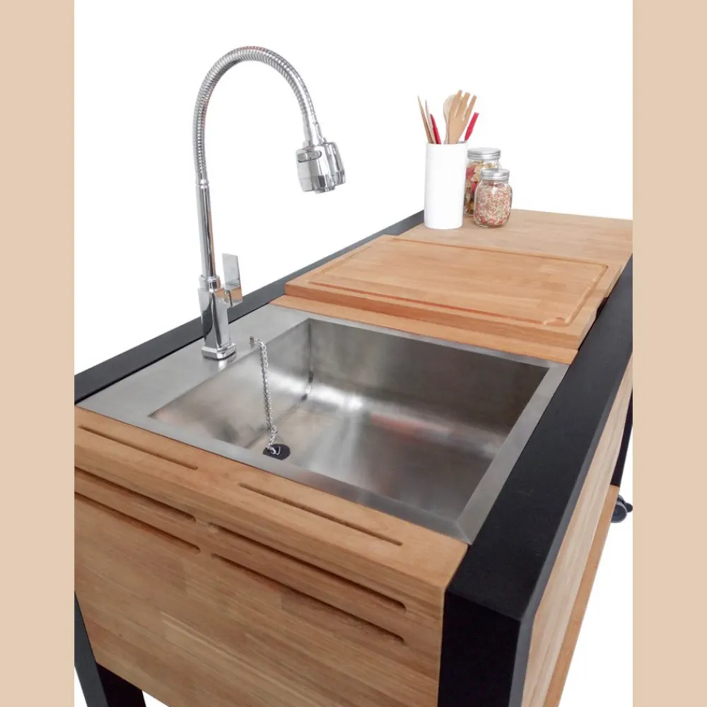 Viadurini in the Garden Outdoor Küchen-Outdoor-Küche 140x65x93 cm aus massivem Teakholz und Aluminium - Convivial