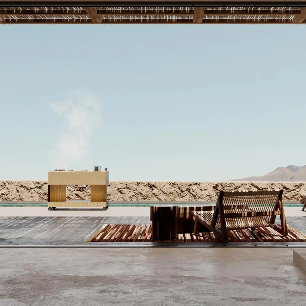 Viadurini in the Garden Outdoor Küchen-Outdoor-Küche 141x70x93 cm aus massivem Teakholz und Aluminium - Stilosa