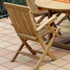 Viadurini in the Garden Gartenstühle Holz-Outdoor-Klappstuhl aus Teakholz mit Armlehnen – Yggdrasil