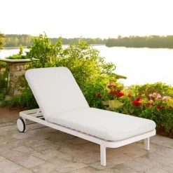 Viadurini in the Garden Sonnenliegen-Outdoor-Liege aus Aluminium und Stoff mit Rädern - Solaria