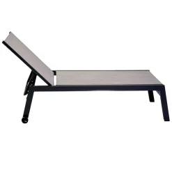 Viadurini in the Garden Sonnenliegen-Outdoor-Liege aus Aluminium und Textilene mit 2 Rädern - Kostüm