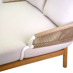 Viadurini in the Garden Sonnenliegen-Outdoor-Liege mit Teakholzrahmen, Seilen und Kissen - Zelt