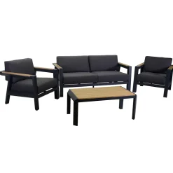 Viadurini in the Garden Garten Lounge Set-Outdoor-Lounge aus Aluminium mit Details aus brasilianischem Teakholz - Tagebuch