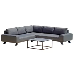 Viadurini in the Garden Garten Lounge Set-Outdoor-Lounge aus schwarzem Aluminium mit Keramik-Couchtisch - Ghislain