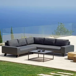Viadurini in the Garden Garten Lounge Set-Outdoor-Lounge aus schwarzem Aluminium mit Keramik-Couchtisch - Ghislain