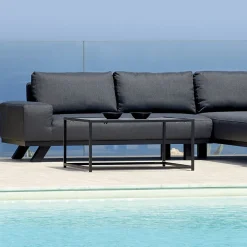 Viadurini in the Garden Garten Lounge Set-Outdoor-Lounge aus schwarzem Aluminium mit Keramik-Couchtisch - Ghislain