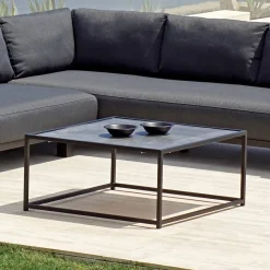 Viadurini in the Garden Garten Lounge Set-Outdoor-Lounge aus schwarzem Aluminium mit Keramik-Couchtisch - Ghislain