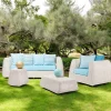 Viadurini in the Garden Garten Lounge Set-Outdoor-Lounge in Polyrattan und blauen Kissen - Charlie