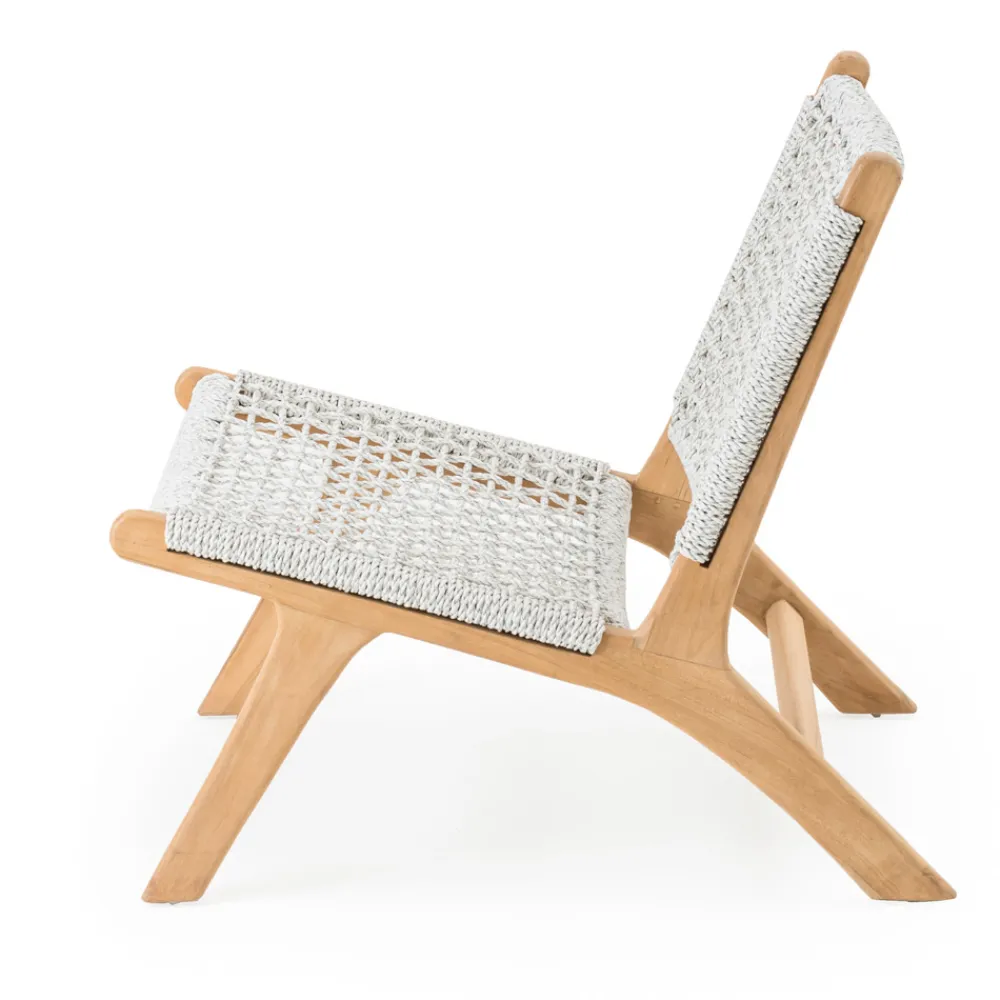 Viadurini in the Garden Holzsessel-Outdoor-Relax-Sessel aus Teakholz und Seilgeflecht - Arjuna