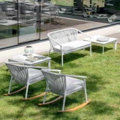 Varaschin Metallsessel-Outdoor-Schaukelsessel aus Massivholz und Stoff - Smart von