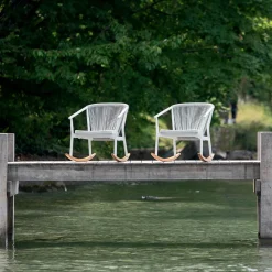 Varaschin Metallsessel-Outdoor-Schaukelsessel aus Massivholz und Stoff - Smart von