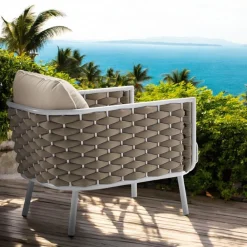 Viadurini in the Garden Metallsessel-Outdoor-Sessel aus Aluminium und handgewebtem Stoff - Reda