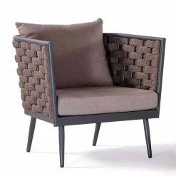 Viadurini in the Garden Metallsessel-Outdoor-Sessel aus Aluminium und Seil mit Stoffkissen - Rasti