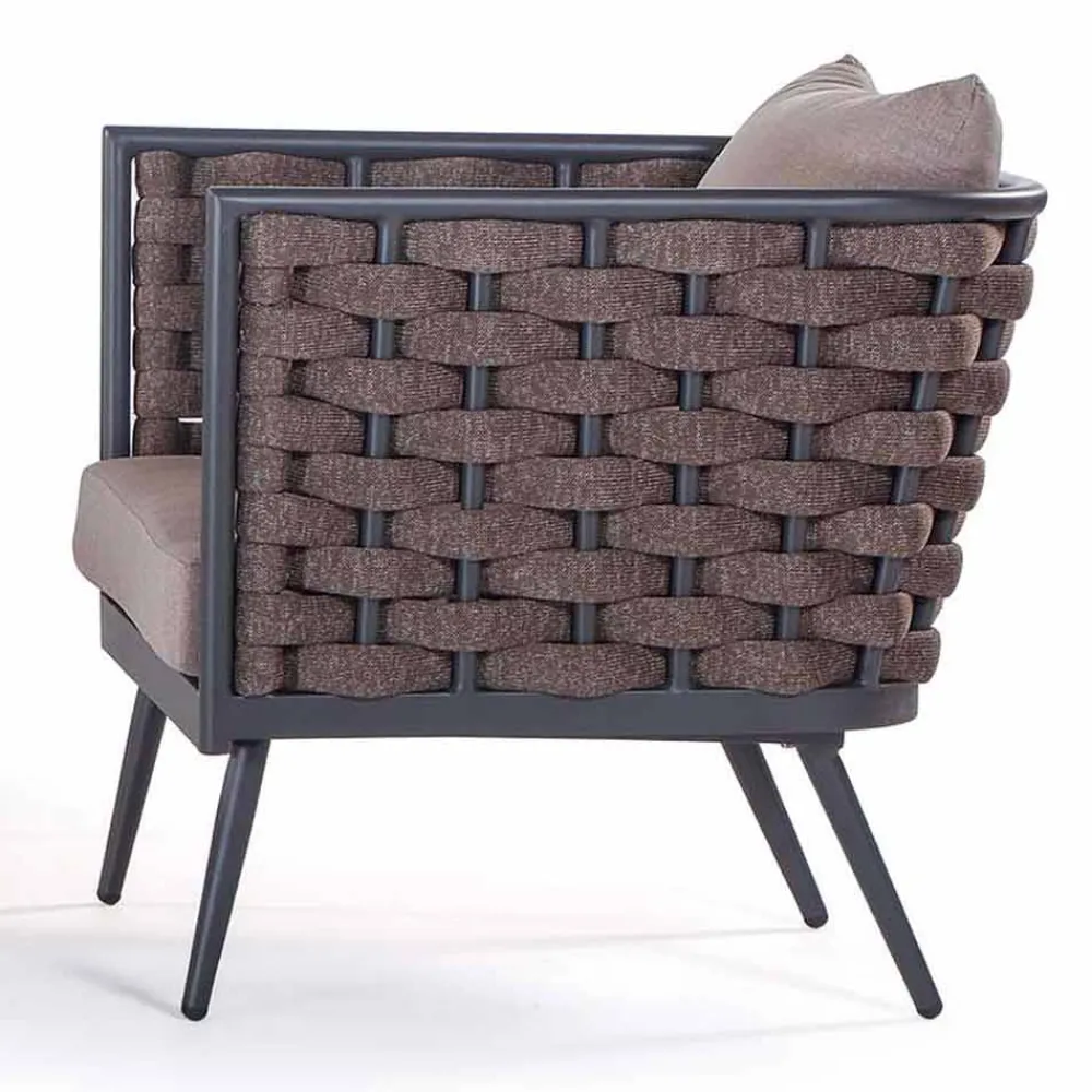 Viadurini in the Garden Metallsessel-Outdoor-Sessel aus Aluminium und Seil mit Stoffkissen - Rasti