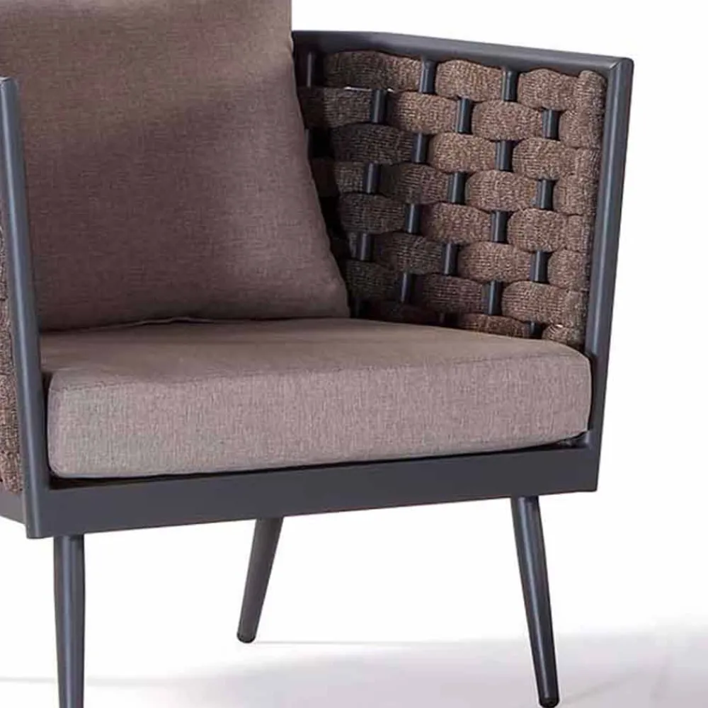 Viadurini in the Garden Metallsessel-Outdoor-Sessel aus Aluminium und Seil mit Stoffkissen - Rasti