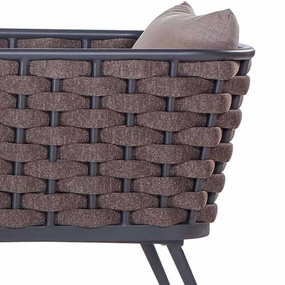 Viadurini in the Garden Metallsessel-Outdoor-Sessel aus Aluminium und Seil mit Stoffkissen - Rasti