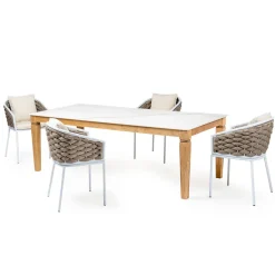 Viadurini in the Garden Stoffsessel|Metallsessel-Outdoor-Sessel aus Aluminium und handgewebtem Olefil-Stoff – Reda