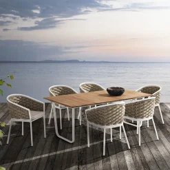 Viadurini in the Garden Stoffsessel|Metallsessel-Outdoor-Sessel aus Aluminium und handgewebtem Olefil-Stoff – Reda