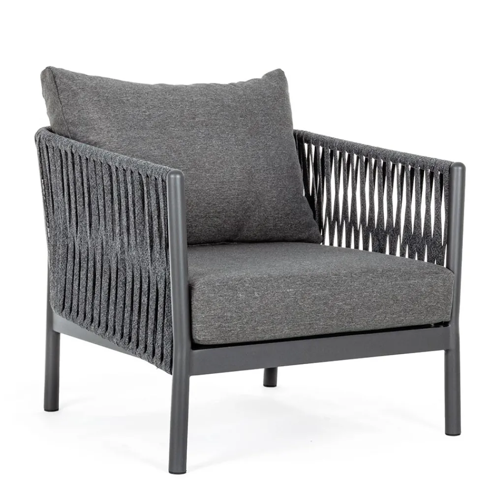 Viadurini in the Garden Metallsessel-Outdoor-Sessel aus Aluminium, Seil und Anthrazit, Homemotion - Shama