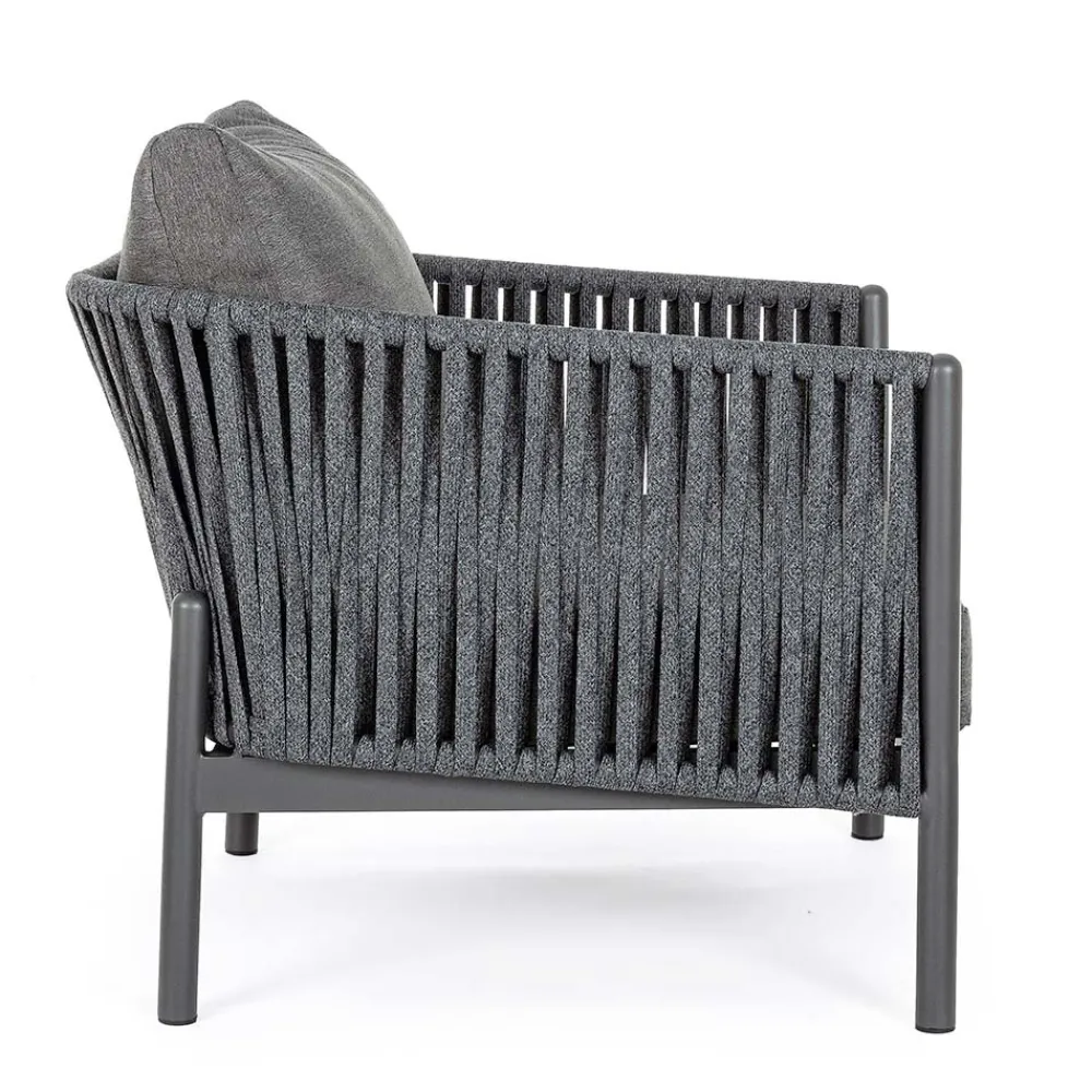 Viadurini in the Garden Metallsessel-Outdoor-Sessel aus Aluminium, Seil und Anthrazit, Homemotion - Shama