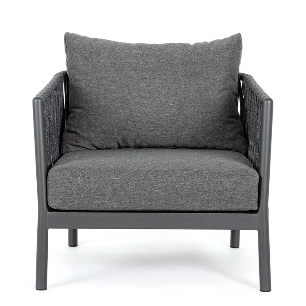 Viadurini in the Garden Metallsessel-Outdoor-Sessel aus Aluminium, Seil und Anthrazit, Homemotion - Shama