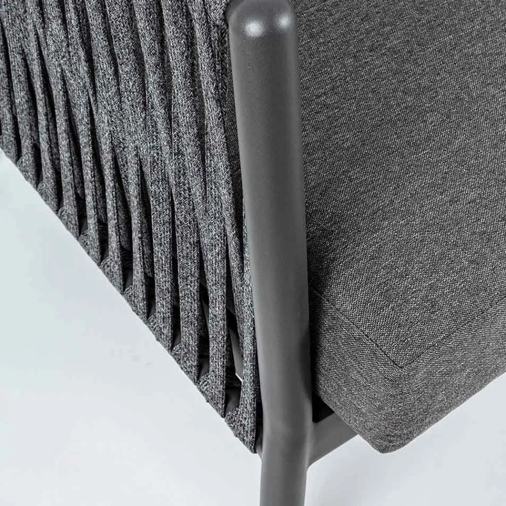 Viadurini in the Garden Metallsessel-Outdoor-Sessel aus Aluminium, Seil und Anthrazit, Homemotion - Shama