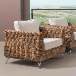 Viadurini in the Garden Sessel Rattan-Outdoor-Sessel aus Bananengeflecht mit Kissen - Legolas