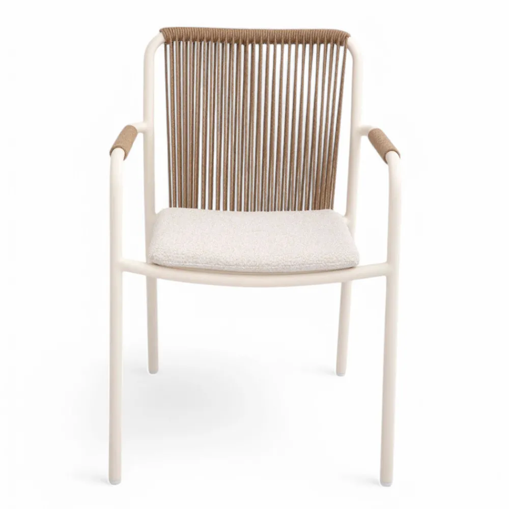 Viadurini in the Garden Metallsessel-Outdoor-Sessel aus beigem Aluminium und Terra-Seil - Luxe