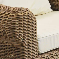 Viadurini in the Garden Sessel Rattan-Outdoor-Sessel aus gewebtem synthetischem Rattan und weißem oder Ecru-Stoff - Yves