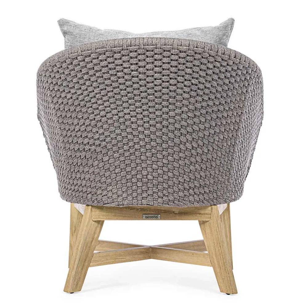 Viadurini in the Garden Holzsessel-Outdoor-Sessel aus gewebtem Seil und Teakholz, Homemotion - Callum