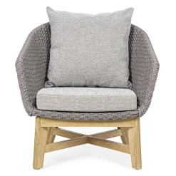 Viadurini in the Garden Holzsessel-Outdoor-Sessel aus gewebtem Seil und Teakholz, Homemotion - Callum