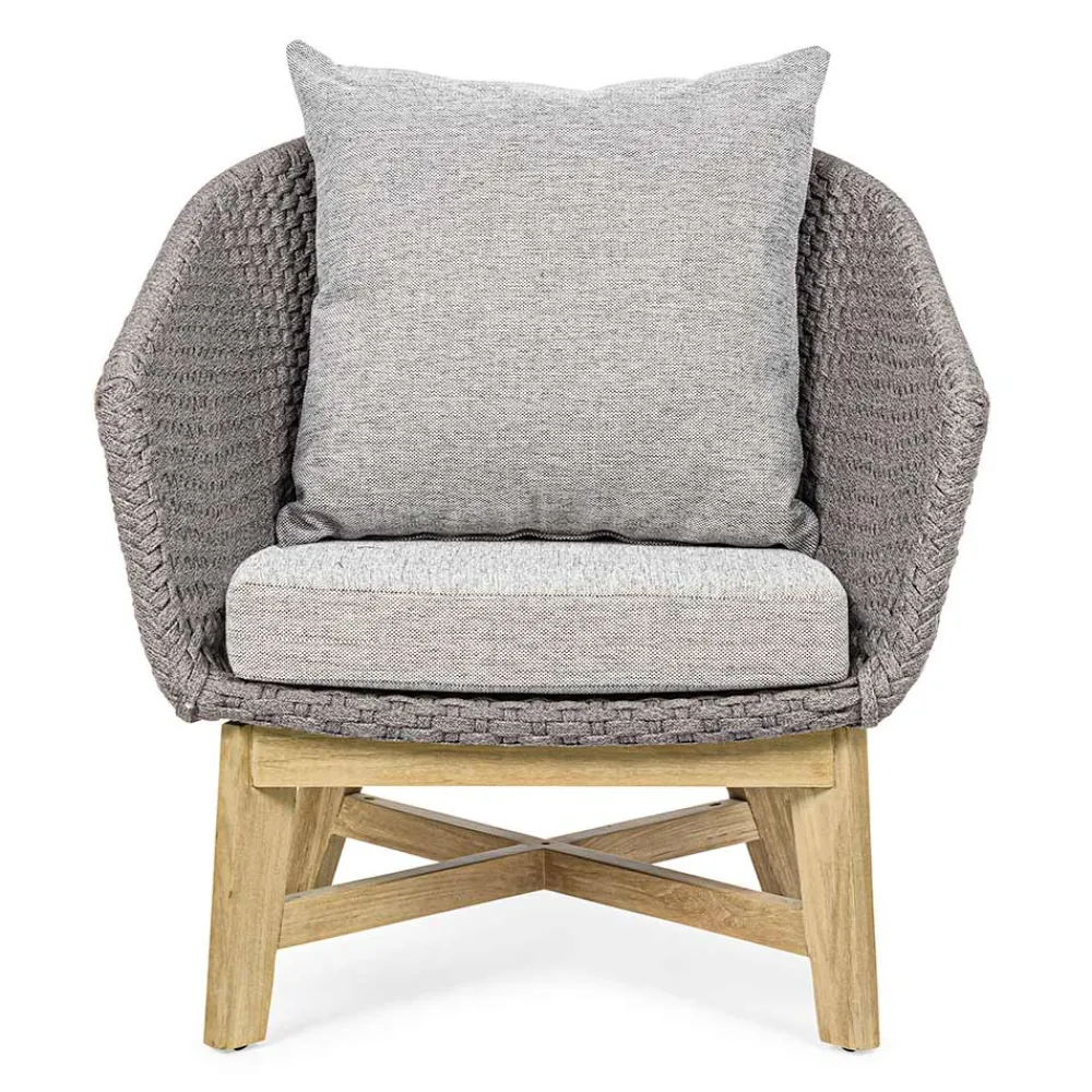 Viadurini in the Garden Holzsessel-Outdoor-Sessel aus gewebtem Seil und Teakholz, Homemotion - Callum