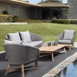 Viadurini in the Garden Holzsessel-Outdoor-Sessel aus gewebtem Seil und Teakholz, Homemotion - Callum