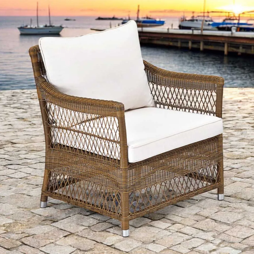 Viadurini in the Garden Metallsessel-Outdoor-Sessel aus handgewebtem Polyrattan - Gigi