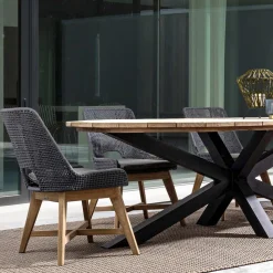 Viadurini in the Garden Holzsessel-Outdoor-Sessel aus Holz und Seil mit Kissen, Homemotion, 2 Stück - Oskana