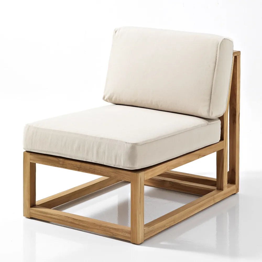 Viadurini in the Garden Holzsessel-Outdoor-Sessel aus natürlichem Teakholz und Kissen - Circe