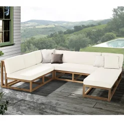 Viadurini in the Garden Holzsessel-Outdoor-Sessel aus natürlichem Teakholz und Kissen - Circe