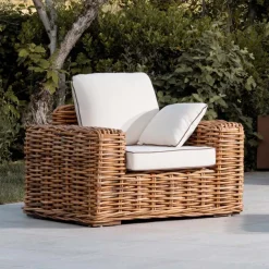 Viadurini in the Garden Sessel Rattan-Outdoor-Sessel aus natürlichem Rattan mit Kissen inklusive - Keira