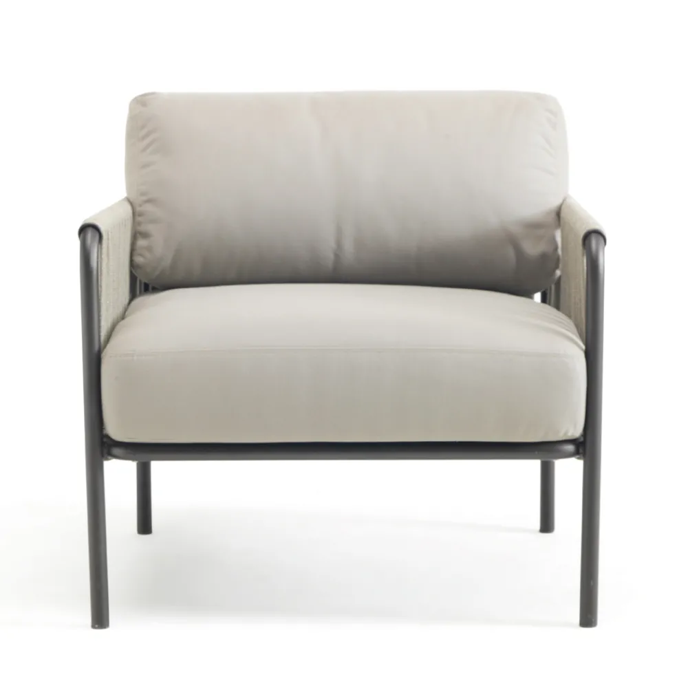 Viadurini in the Garden Metallsessel-Outdoor-Sessel aus Stahl und Seil mit Kissen Made in Italy - Helga