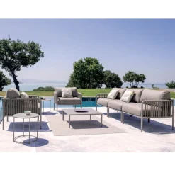 Viadurini in the Garden Metallsessel-Outdoor-Sessel aus Stahl und Seil mit Kissen Made in Italy - Helga