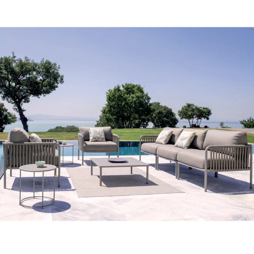 Viadurini in the Garden Metallsessel-Outdoor-Sessel aus Stahl und Seil mit Kissen Made in Italy - Helga