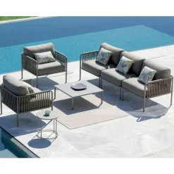 Viadurini in the Garden Metallsessel-Outdoor-Sessel aus Stahl und Seil mit Kissen Made in Italy - Helga