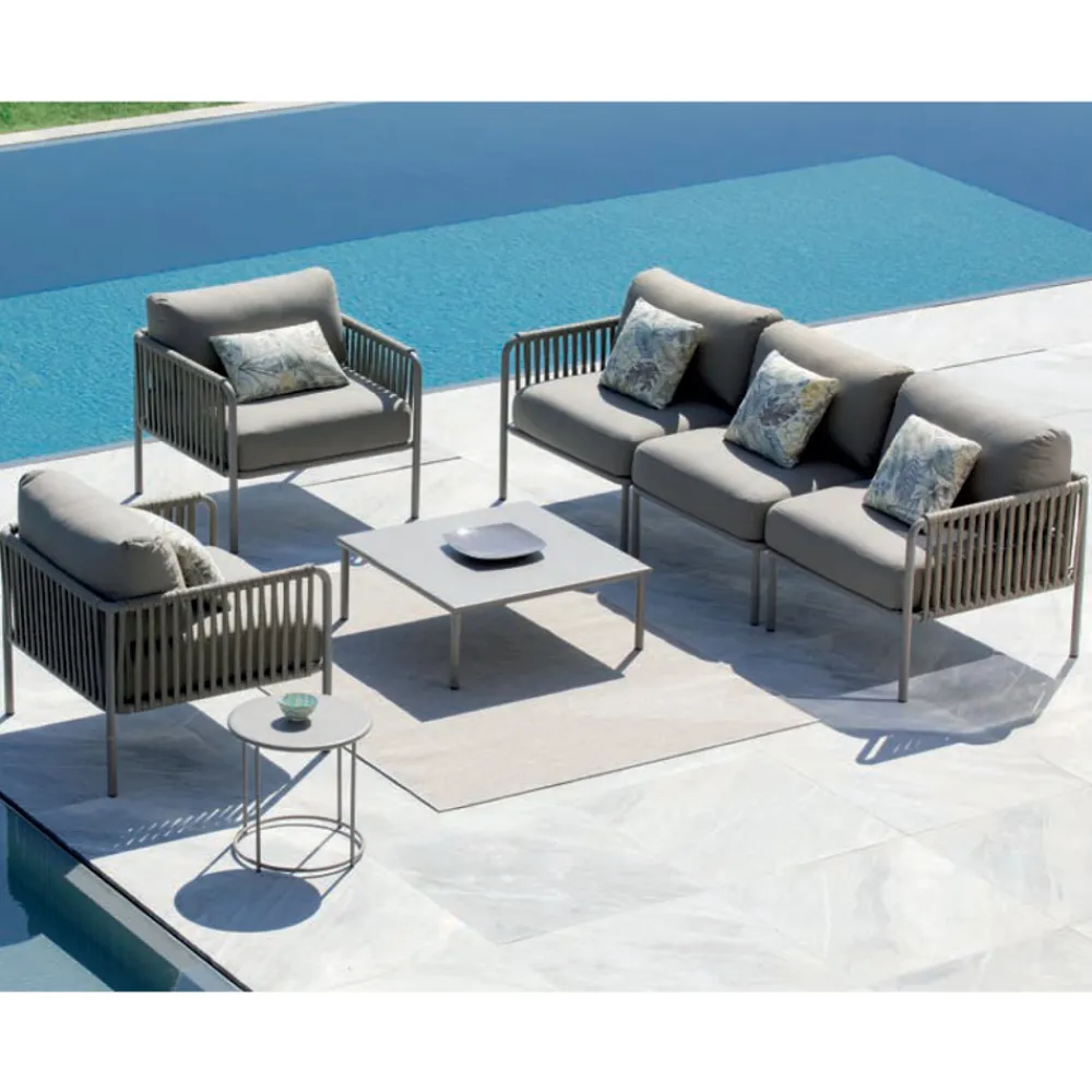 Viadurini in the Garden Metallsessel-Outdoor-Sessel aus Stahl und Seil mit Kissen Made in Italy - Helga