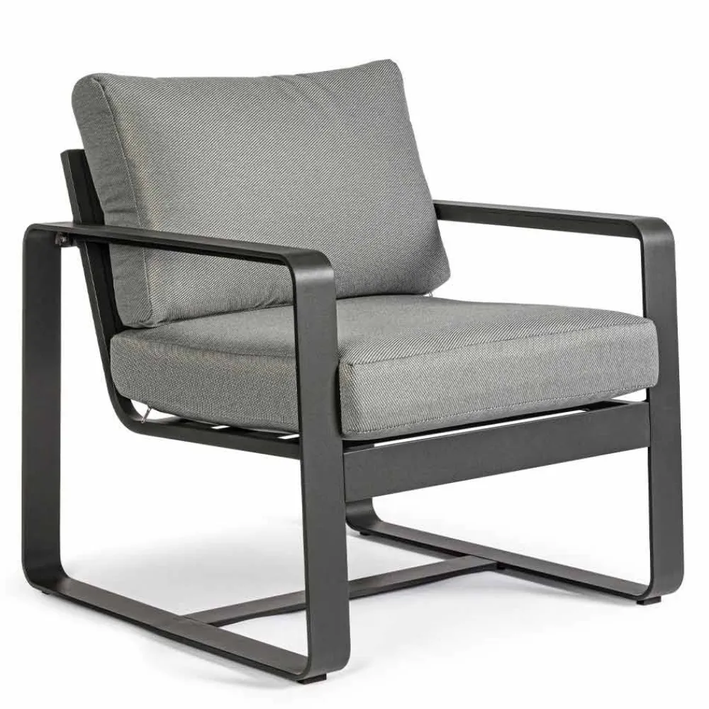 Viadurini in the Garden Metallsessel-Outdoor-Sessel aus Stoff und Aluminium Anthrazit, 2 Stück - Deria