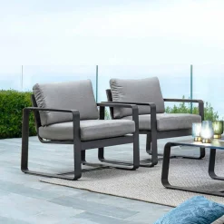 Viadurini in the Garden Metallsessel-Outdoor-Sessel aus Stoff und Aluminium Anthrazit, 2 Stück - Deria