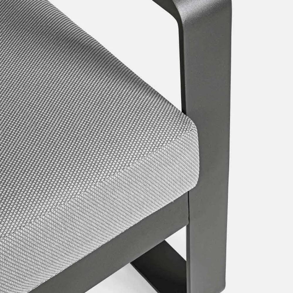 Viadurini in the Garden Metallsessel-Outdoor-Sessel aus Stoff und Aluminium Anthrazit, 2 Stück - Deria